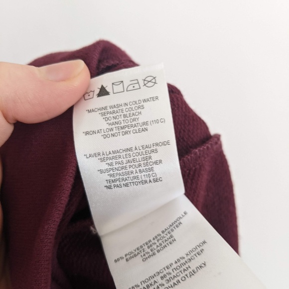 NWOT Lolë burgundy cotton blend crewneck sweatshirt with zipper, size XS - Picture 8 of 8